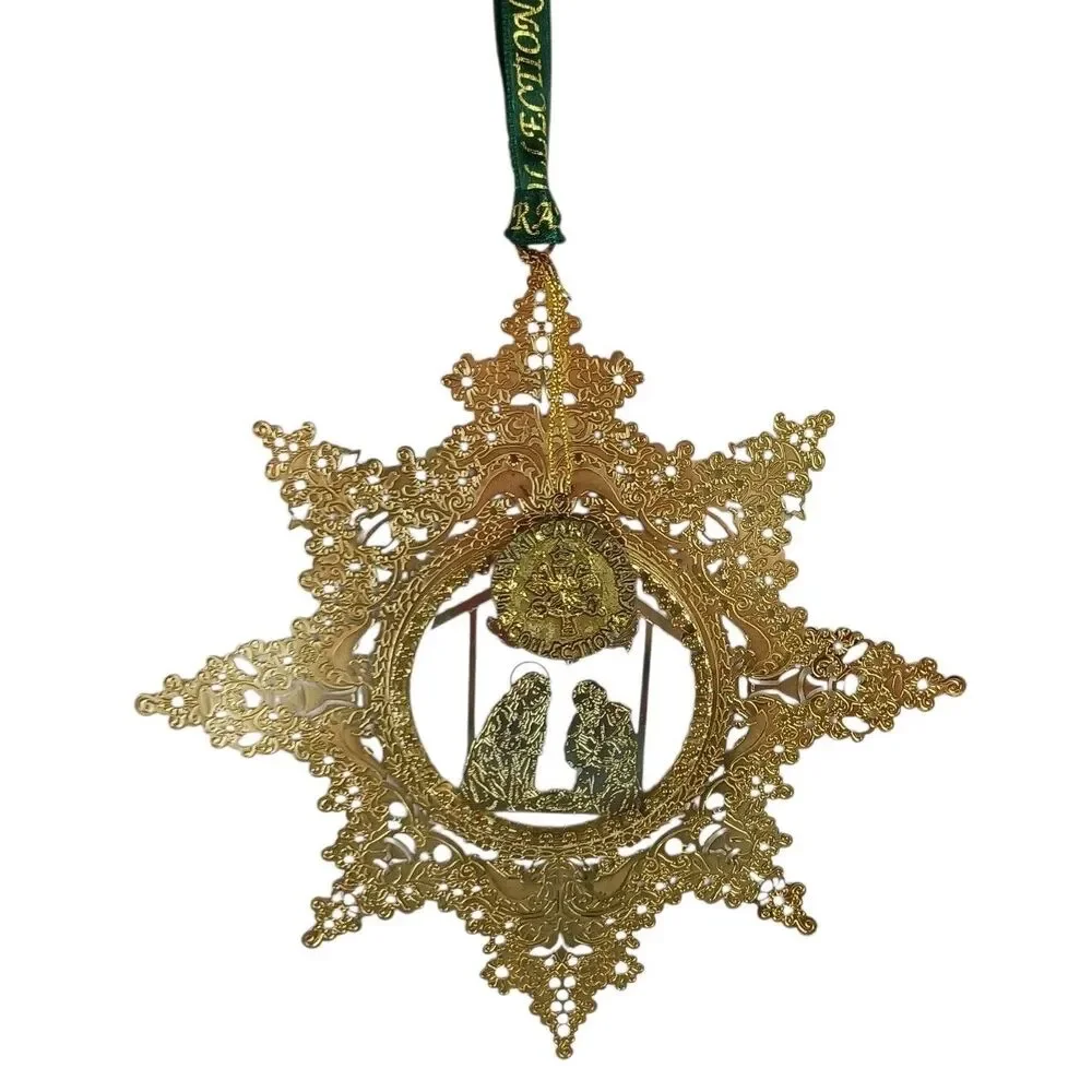 Vtg Vatican Library Collection Nativity Kurt Adler Filigree Star Ornament 6.5”